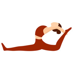 Yoga. Vector illustration. Natarajasana or inverted posture. Isolated silhouette of a woman sitting on a twine. Healthy lifestyle.