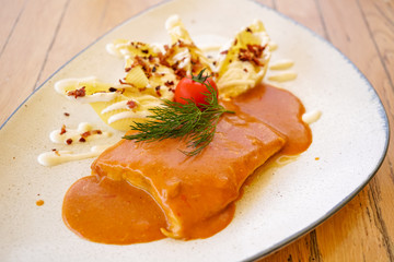 Main course in a restaurant