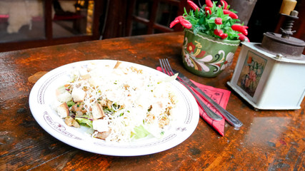 Main course in a restaurant