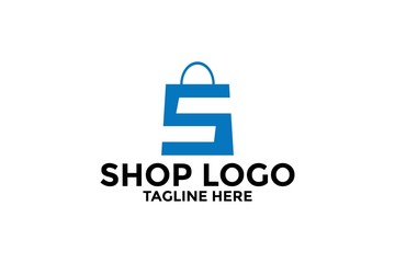 Shop Logo With Letter S on Shopping Bag Vector, Creative Shop Logo design template