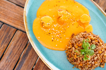 Main course in a restaurant