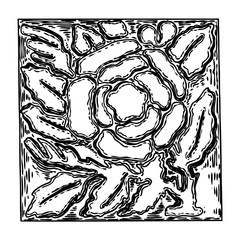 Drawing of rhombus or square shape baroque design marble stone elements. Vintage patch for scarf, print, fabric and dress. Vector.