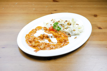 Main course in a restaurant