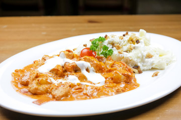 Main course in a restaurant