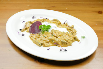 Main course in a restaurant