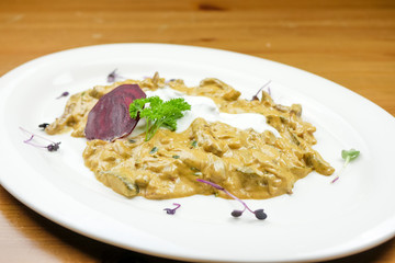 Main course in a restaurant