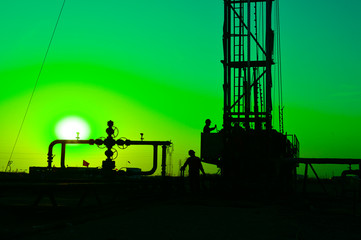 The oil workers in the job