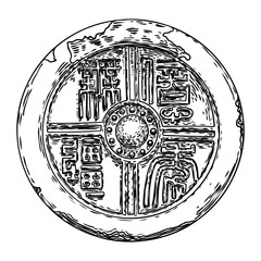 Circle ornament design for pattern, carved isolated on white background. Traditional style decorative marble stone. Vintage Baroque Victorian floral ornament retro decorative element. Vector.