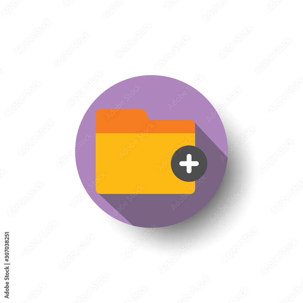 Poster add folder flat long shadow icon style