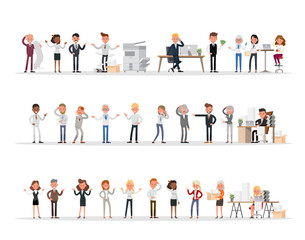 Set of business people working in office character vector design no12