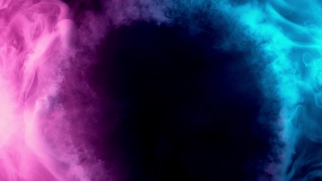 Slow motion of coloured smoke effect with revealing circle. Filmed on high speed cinema camera.
