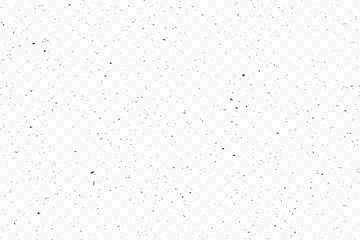 Texture grunge chaotic random pattern on transparent background. Monochrome abstract dusty worn scuffed background. Spotted noisy backdrop. Vector.