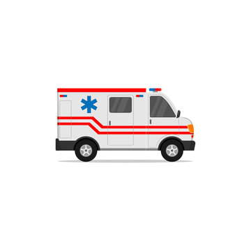 ambulance vector design in white with red stripes