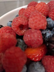 raspberries and blueberries