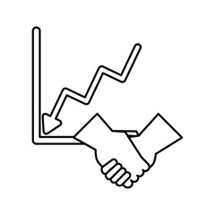 financial statistics graphic with handshake