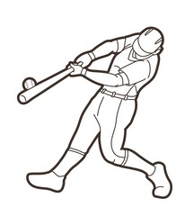 Baseball player action cartoon sport graphic vector.