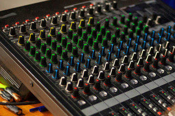 Fototapeta premium Sound engineering console. Sound control.