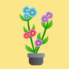 Illustration of Colorful Flower, Flat Design