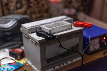 The battery is charging. Automotive energy source.