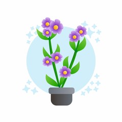 Illustration of Beautiful Purple Flower, Flat Design