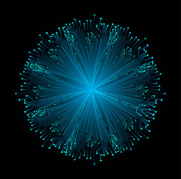 Blue cyber circuit future technology concept background