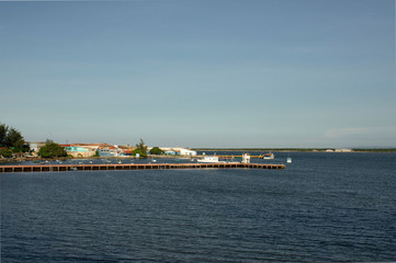 the harbor bridge where boats are anchored normally in Gibara Cuba