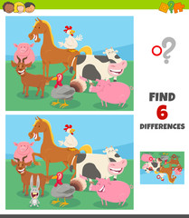 differences game with farm animal characters group