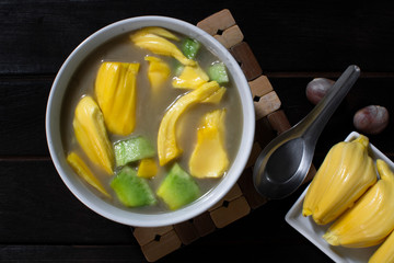 Thailand desserts on dark wood floors