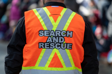 Search and rescue safety vest on a male adult