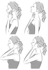 女性の横顔の表情イラスト