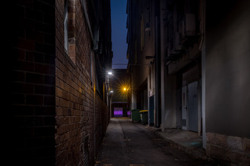 Fototapeta na wymiar back alley at night