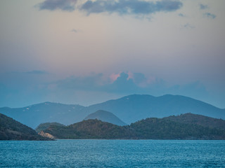Sunrise over Virgin Islands in Caribbean Sea