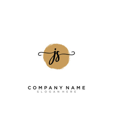 Letter JS Handwriting Logo Template Vector