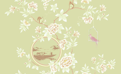 Flower, bird and plant design, the artistic expression of Oriental culture