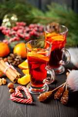 Christmas hot mulled wine