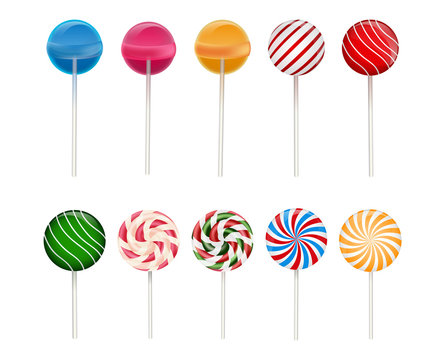Set of sweet candies on white background