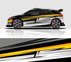 Car wrap decal design vector, for advertising or custom livery WRC style, race rally car vehicle sticker and tinting.