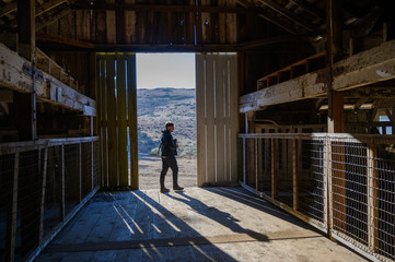 man in barn