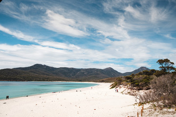 White sandy beach at Wineglass bay, Tasmania