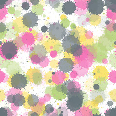 Watercolor paint splashes pattern, smear fluid splats.