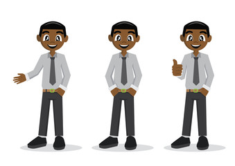 funny African young man businessman.