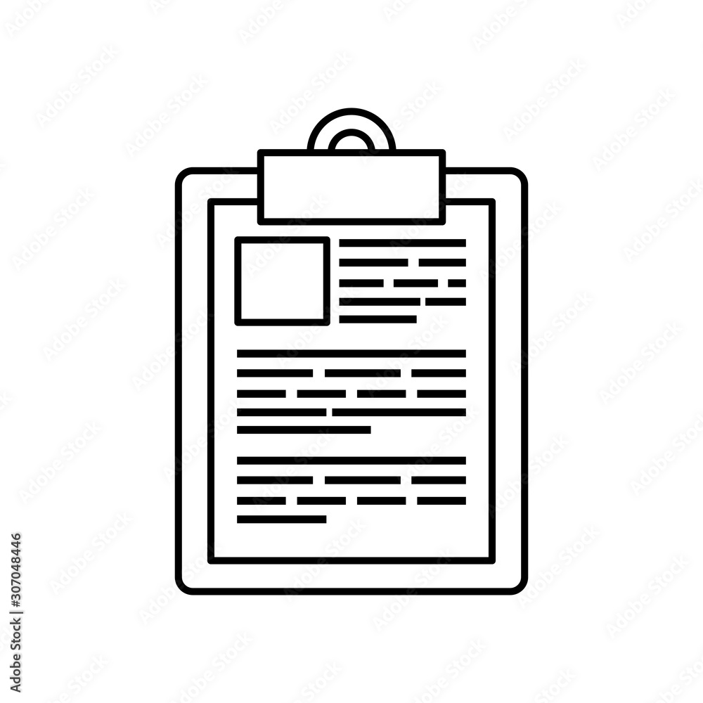 Poster clipboard with paper document line style icon vector illustration design