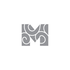 letter m curves mosaic symbol logo vector