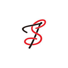 letter st thread ribbon symbol logo vector