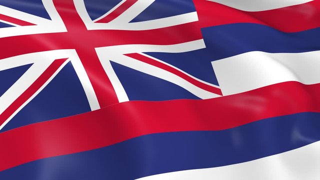 Photo realistic slow motion 4KHD flag of the US State of Hawaii waving in the wind.  Seamless loop animation with highly detailed fabric texture in 4K resolution.