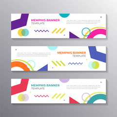 Colorful Modern Banner Template with memphis element background, cool geometric, Applicable for Banners, Header, Footer, Advertising