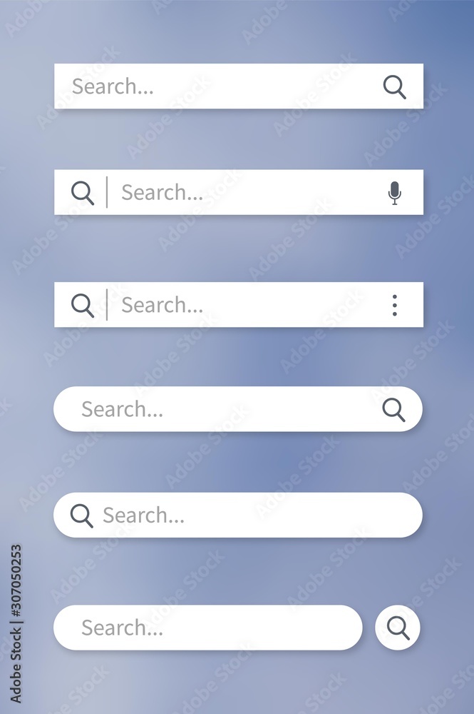 Poster Set of search bar with falling shadow. Vector concept element for web design, app, software and interface design. Ready search bar for website.