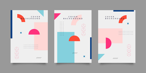Covers with trendy minimal design. Cool memphis geometric backgrounds for your design. Applicable for Banners, Placards, Posters, Flyers etc. Eps10 vector template.