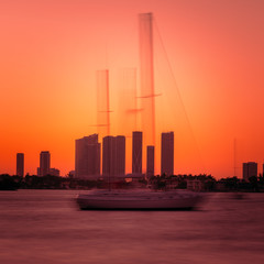 miami sunset night city buildings sea views colors