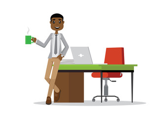 Obraz premium African businessman drinking coffee.